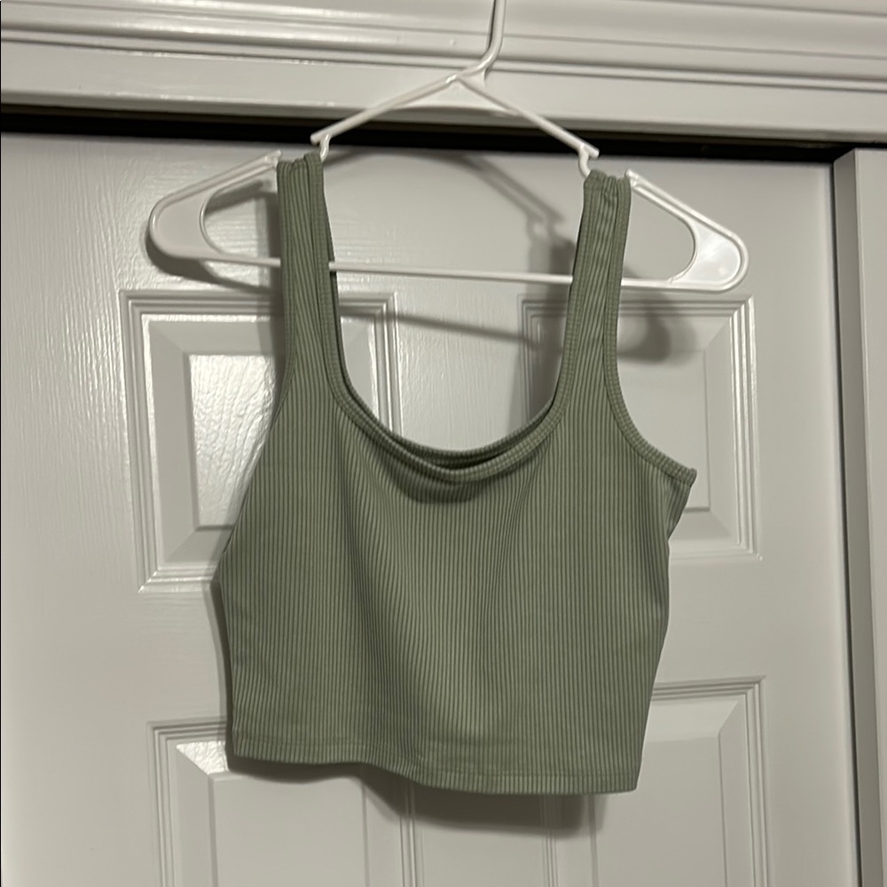 Green Ribbed Tank Top